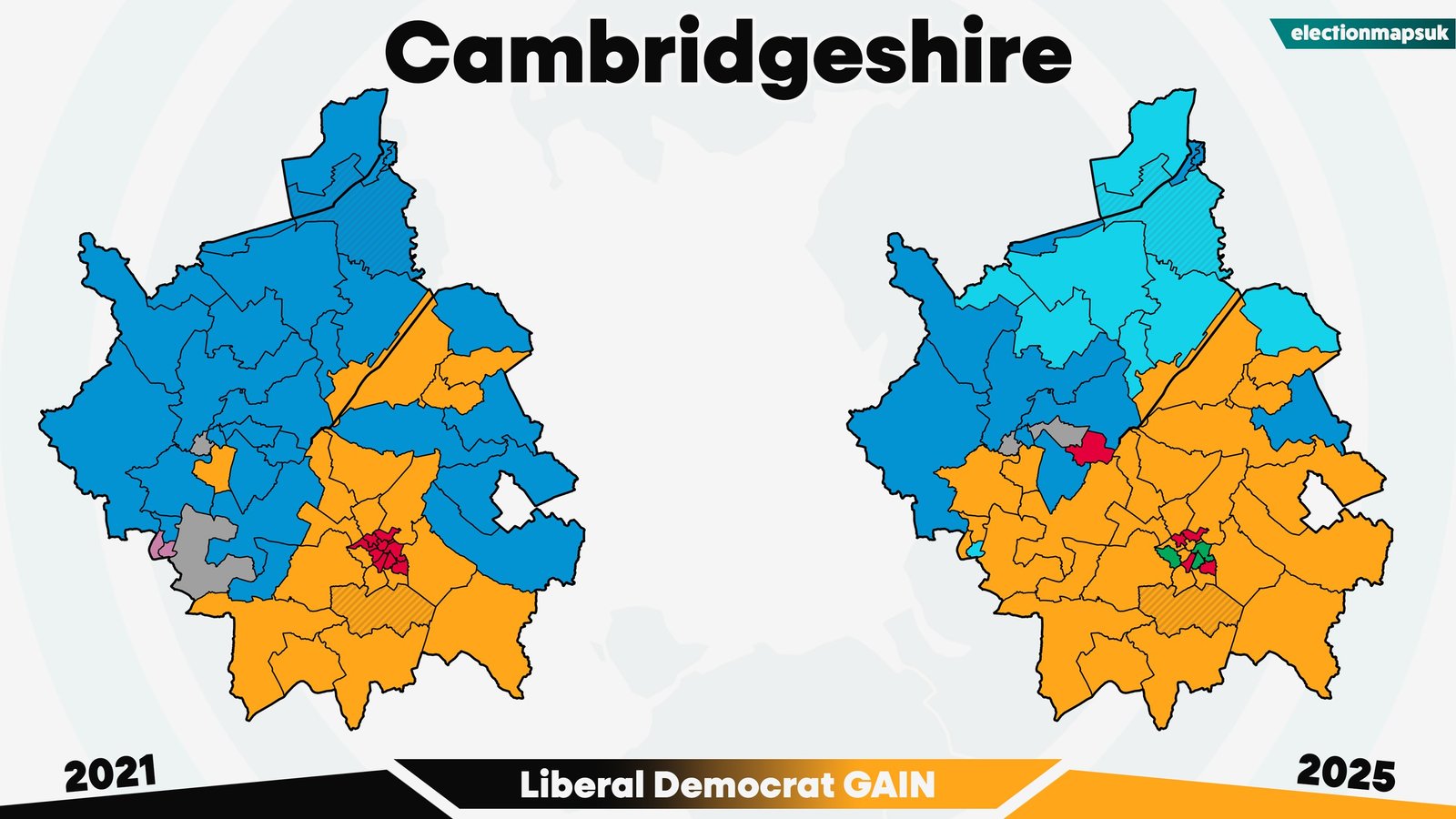 2025 UK Local Election Results: Map and Changes 26 Cambridge election results