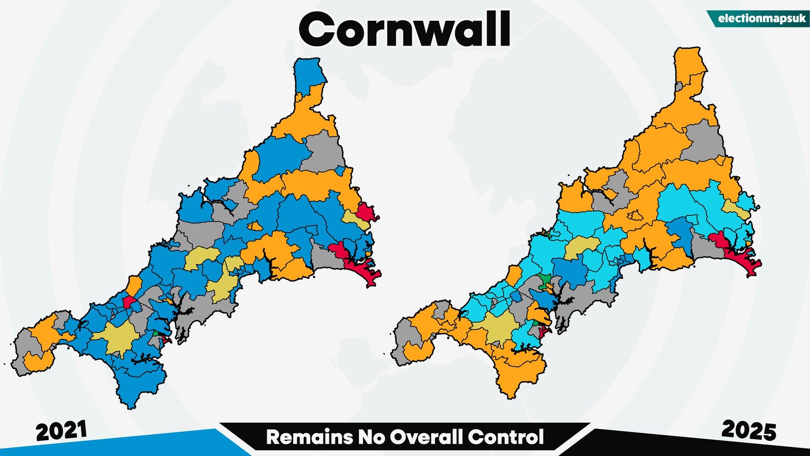 2025 UK Local Election Results: Map and Changes 25 Cornwall election results