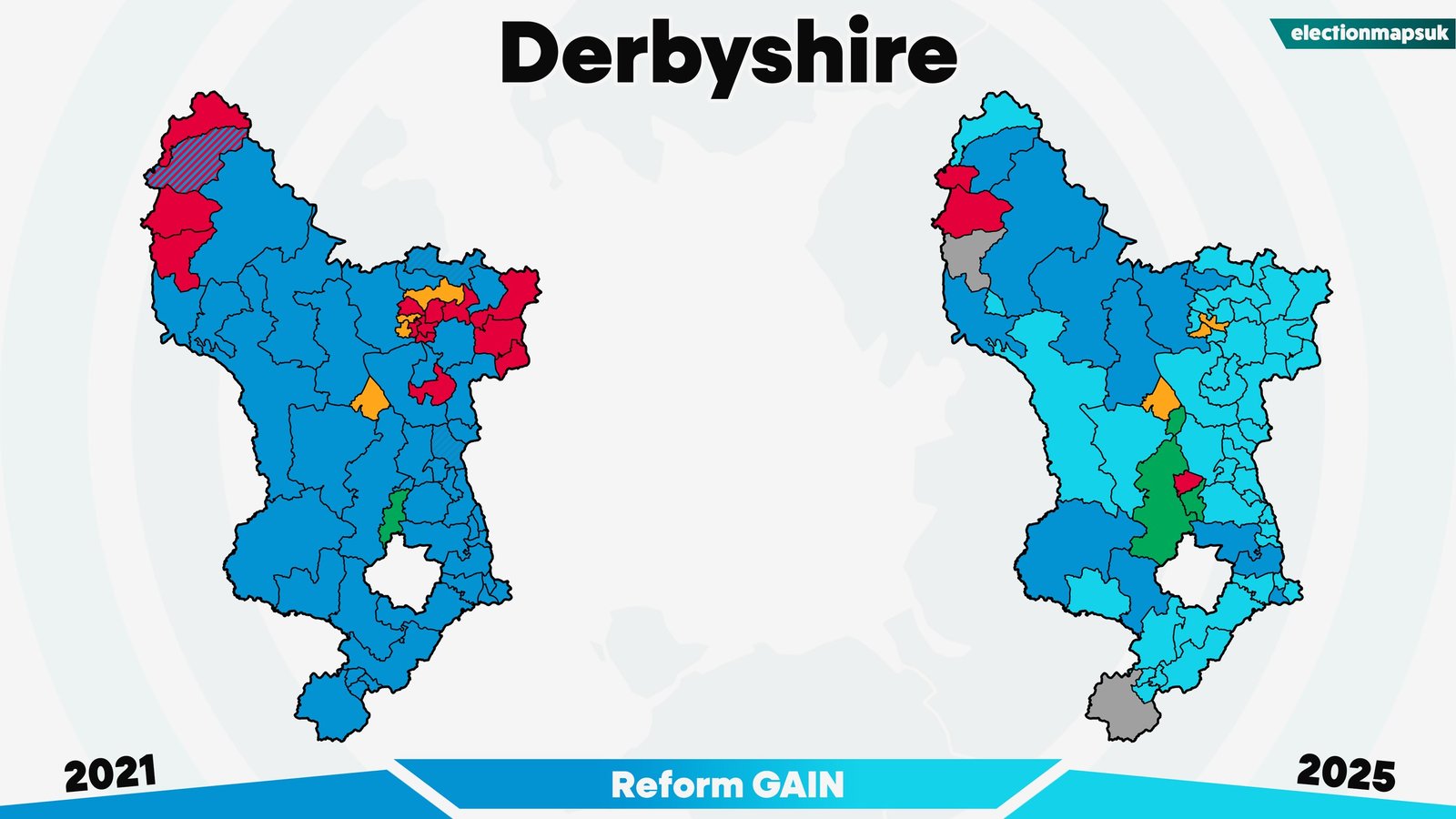 2025 UK Local Election Results: Map and Changes 24 Derbyshire election results