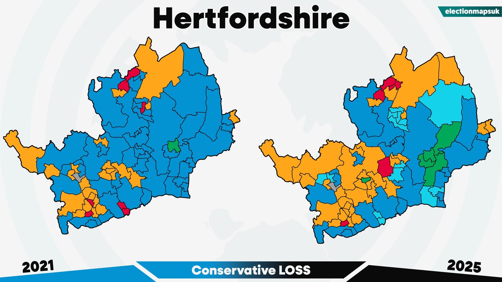 2025 UK Local Election Results: Map and Changes 20 Hertfordshire election results