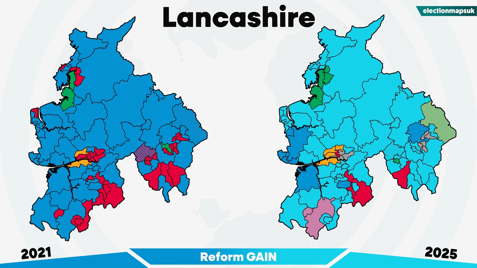 2025 UK Local Election Results: Map and Changes 18 Lancashire election results
