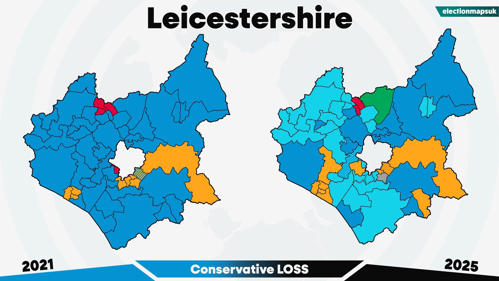 2025 UK Local Election Results: Map and Changes 17 Leicestershire election results