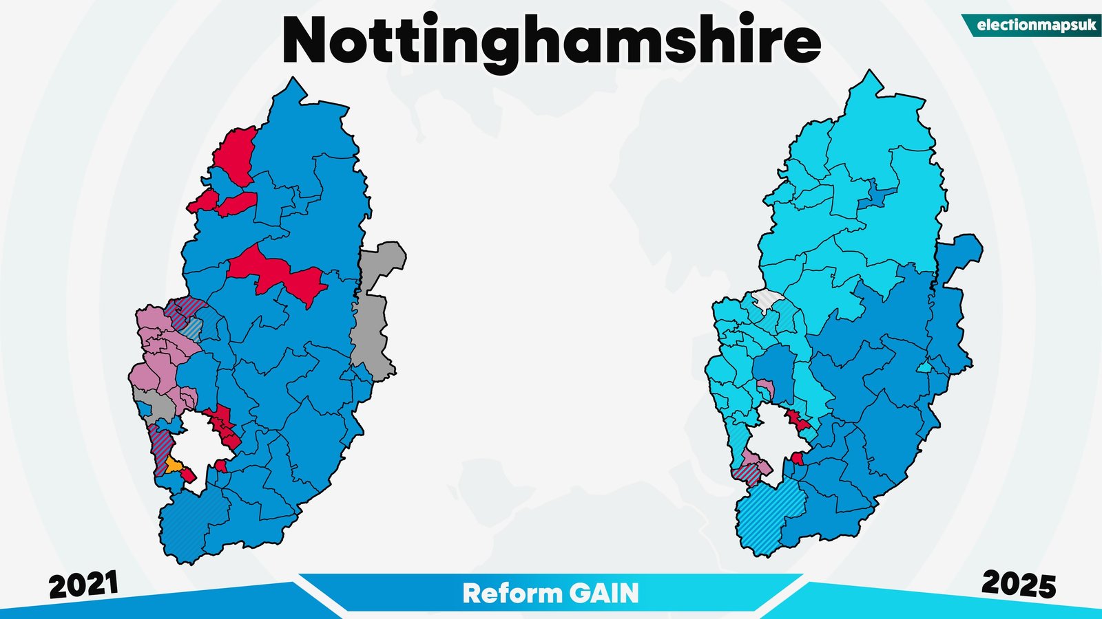 2025 UK Local Election Results: Map and Changes 13 Nottinghamshire election results