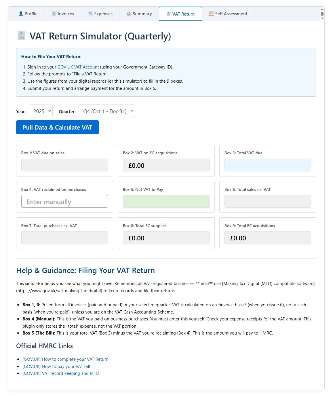 UK freelancer accountancy VAT return