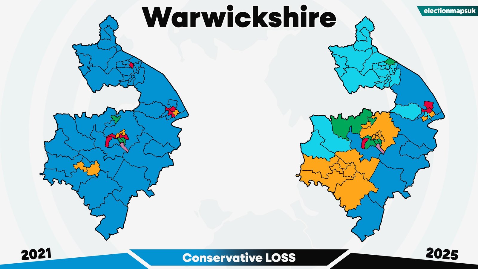 2025 UK Local Election Results: Map and Changes 9 Warwickshire election results